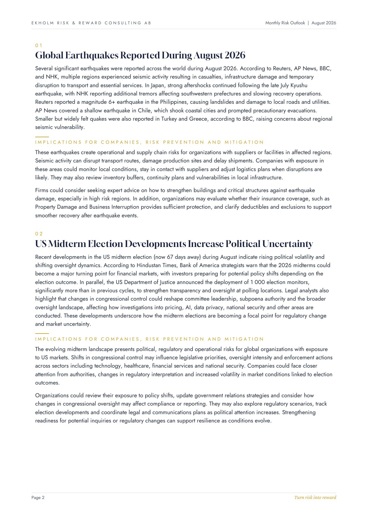 Monthly Risk Outlook | August 2026, page 3