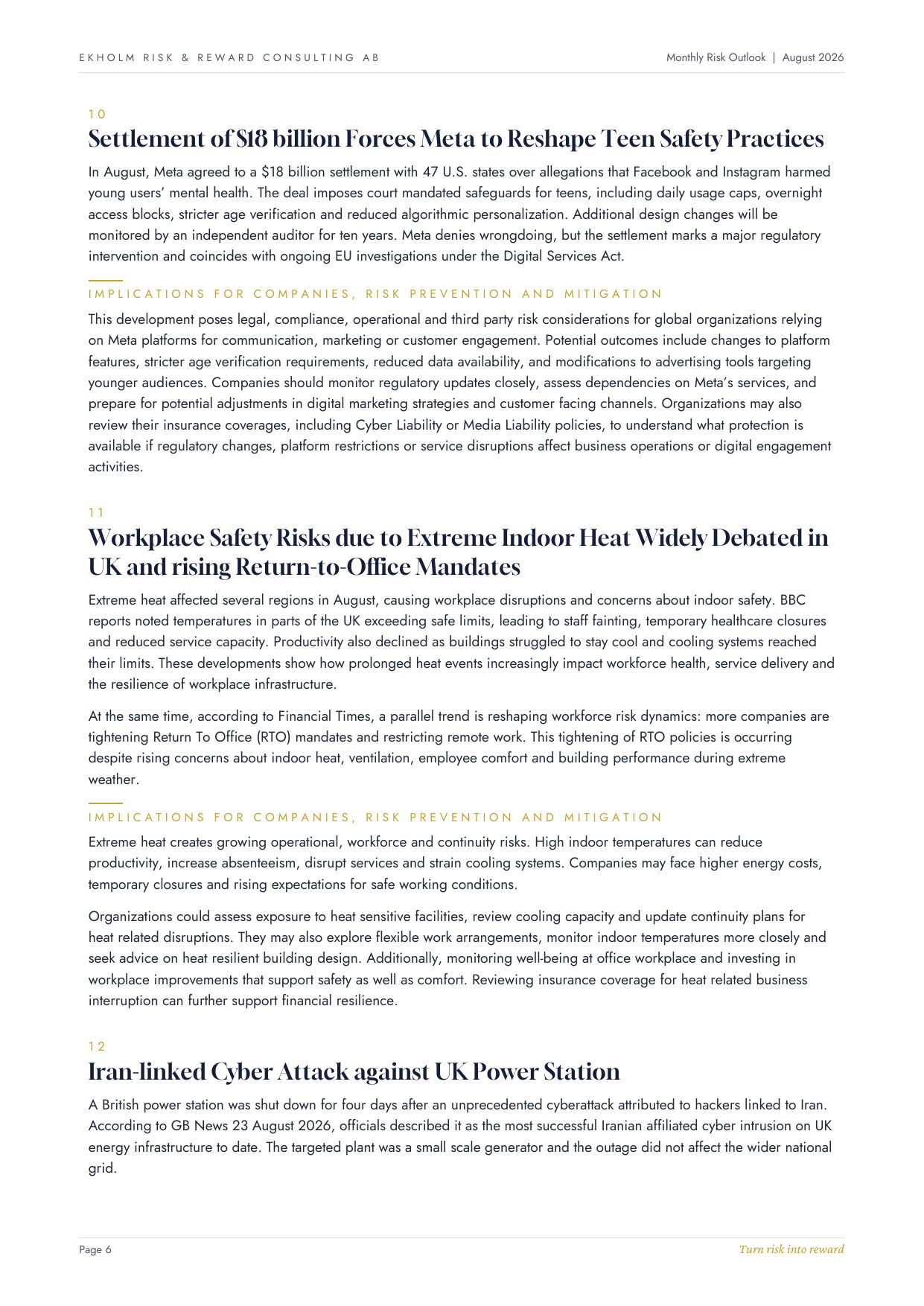 Monthly Risk Outlook | August 2026, page 7
