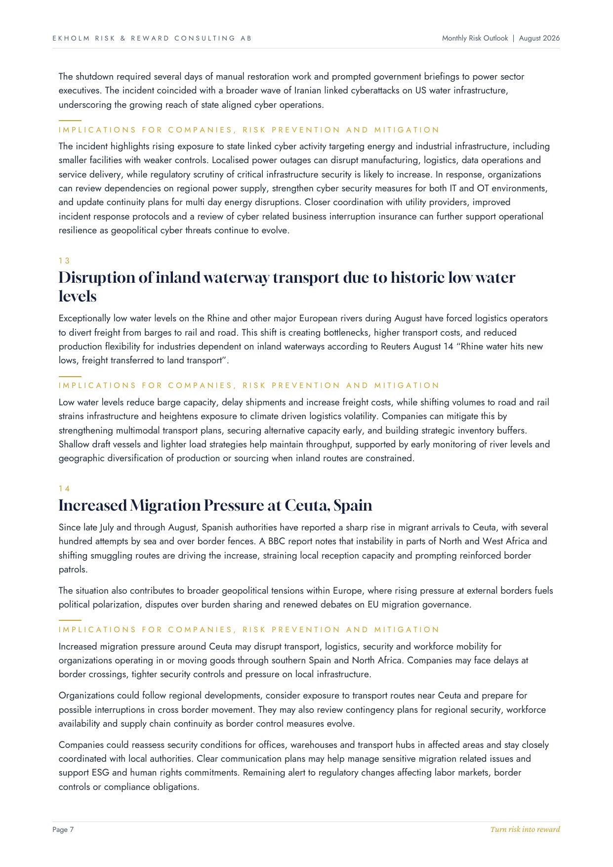 Monthly Risk Outlook | August 2026, page 8