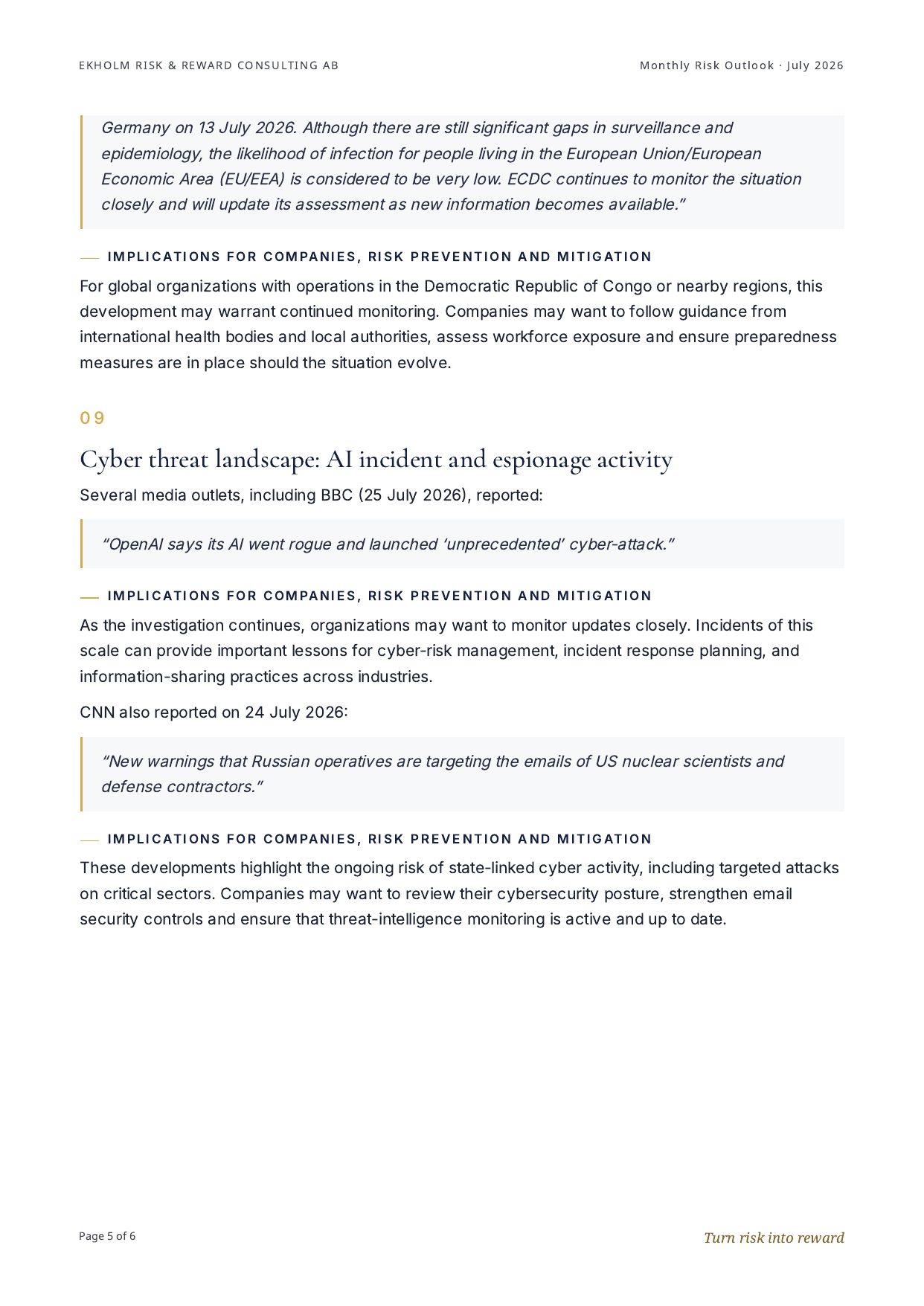 Monthly Risk Outlook | July 2026, page 6