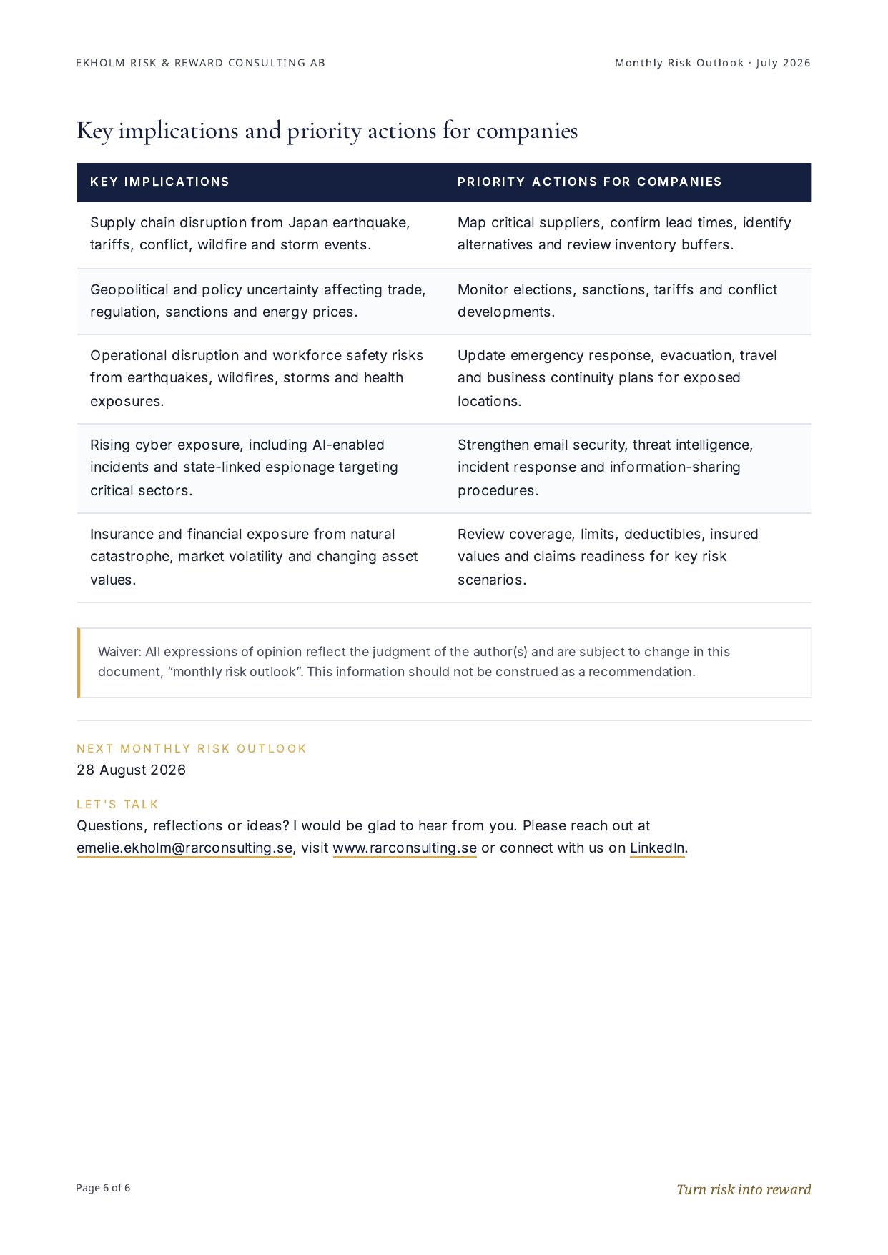 Monthly Risk Outlook | July 2026, page 7